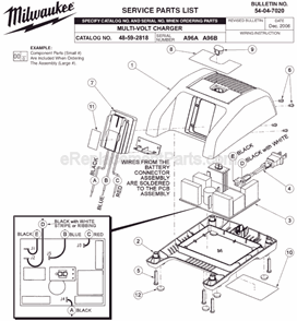 Page A Diagram and Parts List for 48-59-2818 SER A96B Milwaukee Charger