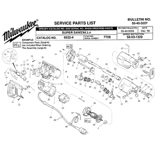 Fig-0 Diagram and Parts List for 6522-4 775E Milwaukee Saw