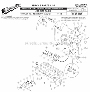 Page A Diagram and Parts List for 49-24-0200 SER 414B Milwaukee Radio