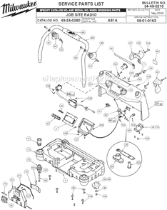 Part Location Diagram of 31-06-0200 Milwaukee Base - Bottom