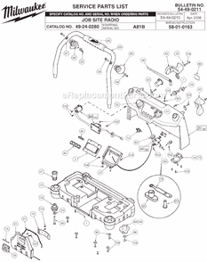Page A Diagram and Parts List for 49-24-0280 SER A81B Milwaukee Radio