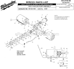 Page A Diagram and Parts List for 49-50-0140 SER 6-82 Milwaukee Utility Vacuum