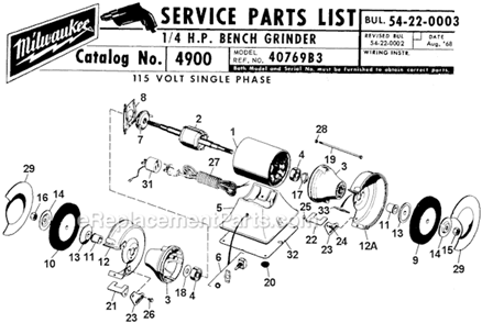 Part Location Diagram of 22-64-0550 Milwaukee Cord & Plug