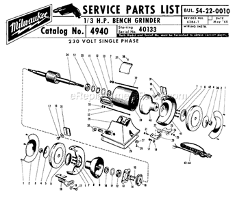 Part Location Diagram of 12-98-0400 Milwaukee Motor Name Plate
