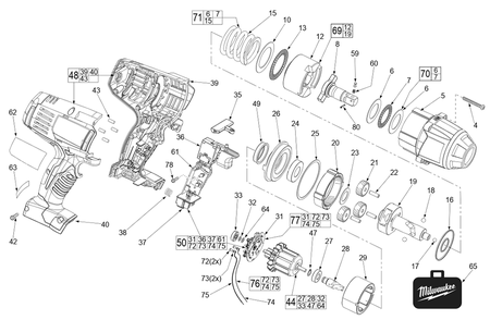 Fig-0 Diagram and Parts List for 2662-20 B79D Milwaukee Impact Driver