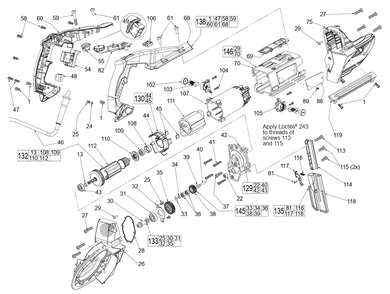 Fig-0 Diagram and Parts List for 6232-20 D51D Milwaukee Saw