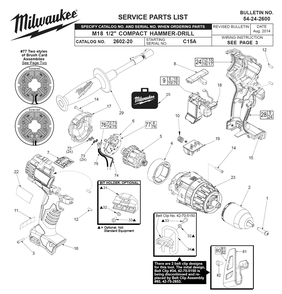 Fig-0 Diagram and Parts List for 2602-22DC C15A Milwaukee Cordless Drill