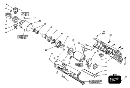 Fig-0 Diagram and Parts List for 2457-20 D54C Milwaukee Cordless Drill