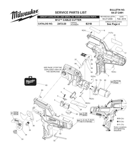 Fig-0 Diagram and Parts List for 2472-20 E21B Milwaukee Nibbler & Shears