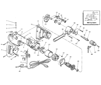 Fig-0 Diagram and Parts List for 1007-1  Milwaukee Electric Drill