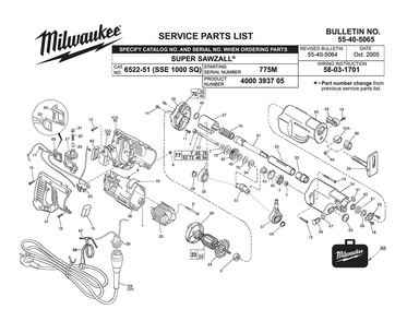 Part Location Diagram of 42-55-2056 Milwaukee Case black intern sawzall