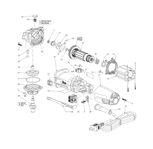 4.5-Inch (115mm) Angle Grinder Diagram and Parts List for 6130-59B al E37B Milwaukee Angle Grinder