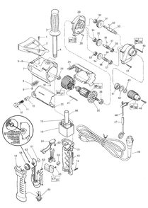 Fig-0 Diagram and Parts List for 1663-20  Milwaukee Electric Drill