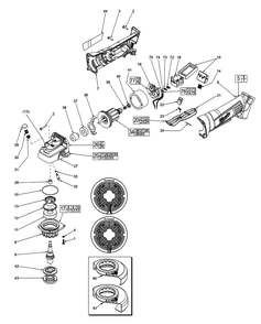 Fig-0 Diagram and Parts List for 2680-059 D45B Milwaukee Angle Grinder