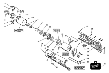 Fig-0 Diagram and Parts List for 2457-20 D54B Milwaukee Cordless Drill