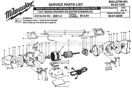 Part Location Diagram of 22-33-0410 Milwaukee Capacitor