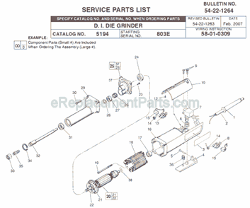 Page A Diagram and Parts List for 5194 SER 803E Milwaukee Sander Grinder