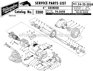 Part Location Diagram of 45-36-0221 Milwaukee Spindle Gear Spacer