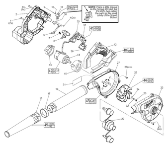 Fig-0 Diagram and Parts List for 0884-20 F74C Milwaukee Leaf Blower / Vacuum