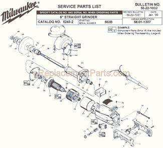 Page A Diagram and Parts List for 5243-2 SER 663B Milwaukee Sander Grinder