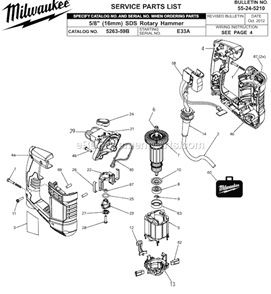 Page A Diagram and Parts List for 5263-59B SER E33A Milwaukee Demolition Hammer
