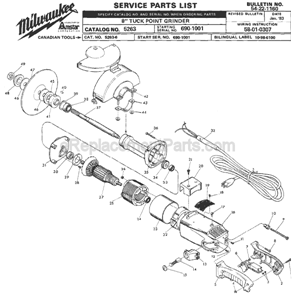 Page A Diagram and Parts List for 5263 SER 690-1001 Milwaukee Sander Grinder