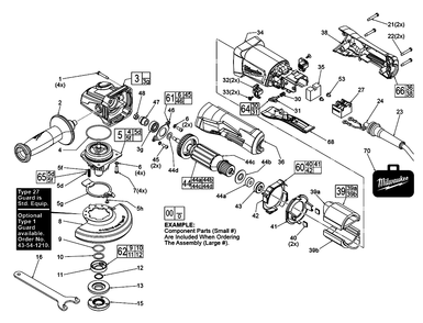 Fig-0 Diagram and Parts List for 6141-30 H38A Milwaukee Angle Grinder