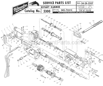 Page A Diagram and Parts List for 5300 SER 342-70313 Milwaukee Demolition Hammer