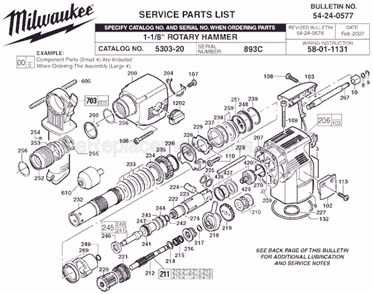 Part Location Diagram of 02-80-0150 Milwaukee Thrust Washer