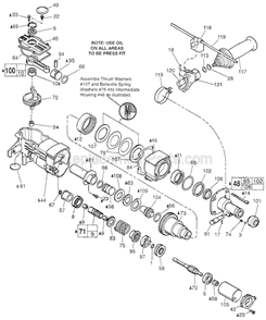 Part Location Diagram of 31-44-2000 Milwaukee Side Handle HSG