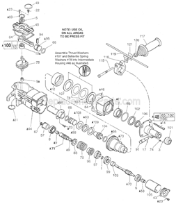 Page B Diagram and Parts List for 5311 SER 844A Milwaukee Demolition Hammer