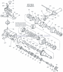 Page B Diagram and Parts List for 5313-20 SER 885D Milwaukee Demolition Hammer