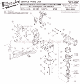 Part Location Diagram of 14-20-1067 Milwaukee Brush Card & Module SVC Kit