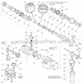 Page B Diagram and Parts List for 5315-21 SER 338A Milwaukee Demolition Hammer