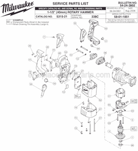 Part Location Diagram of 14-20-1071 Milwaukee Module Assembly