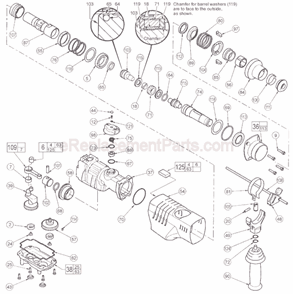 Page B Diagram and Parts List for 5315-51 SER 338A Milwaukee Demolition Hammer