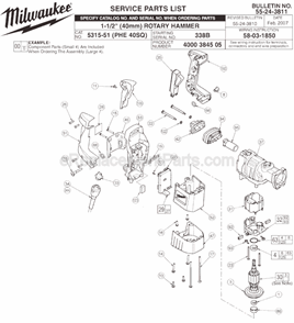 Part Location Diagram of 14-20-1076 Milwaukee Module Assembly 230V