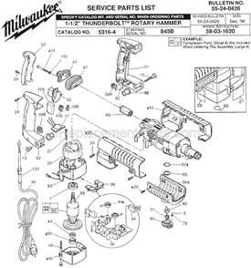 Page A Diagram and Parts List for 5316-4 SER 845B Milwaukee Demolition Hammer
