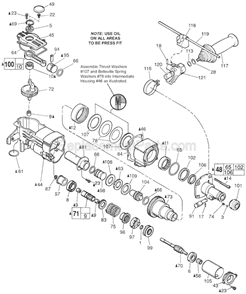 Page B Diagram and Parts List for 5316-51 SER 845D Milwaukee Demolition Hammer