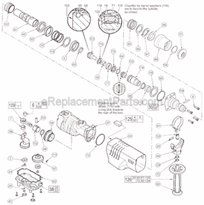 Page B Diagram and Parts List for 5318-21 SER 886A Milwaukee Demolition Hammer