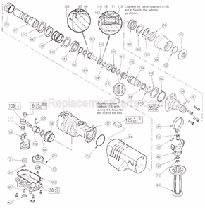 Page B Diagram and Parts List for 5318-51 SER 886A Milwaukee Demolition Hammer