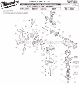 Page A Diagram and Parts List for 5321-21 SER 354A Milwaukee Demolition Hammer