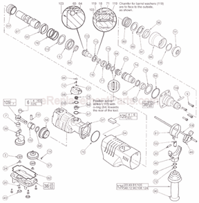 Page B Diagram and Parts List for 5321-21 SER 354A Milwaukee Demolition Hammer
