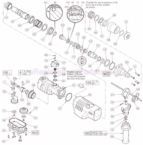 Page B Diagram and Parts List for 5321-21 SER 354B Milwaukee Demolition Hammer