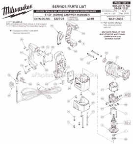 Page A Diagram and Parts List for 5327-21 SER A24B Milwaukee Demolition Hammer