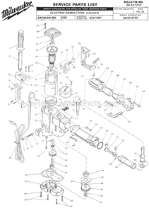 Page A Diagram and Parts List for 5332 SER 623-1001 Milwaukee Demolition Hammer