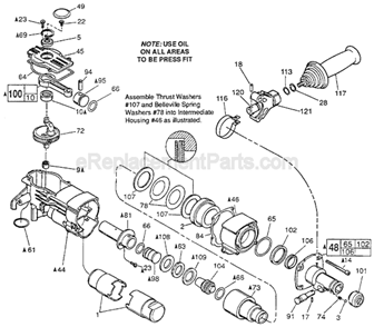 Page B Diagram and Parts List for 5334-51 SER 881A Milwaukee Demolition Hammer