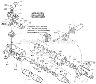 Page B Diagram and Parts List for 5334 SER 881B Milwaukee Demolition Hammer