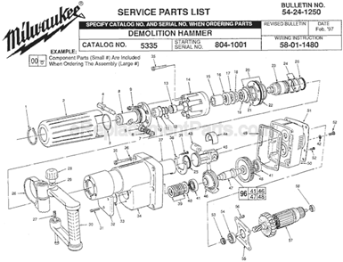 Part Location Diagram of 43-56-0072 Milwaukee Sleeve Nose Piece