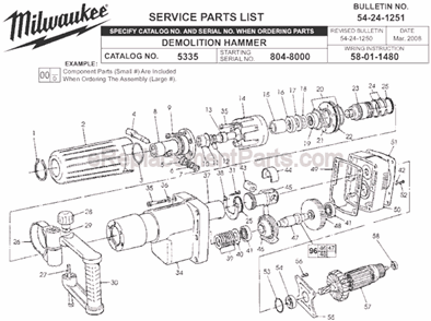 Part Location Diagram of 05-74-0465 Milwaukee Cap Screw